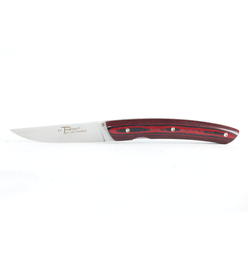 Le Thiers Liner Lock micarta lin rouge noir